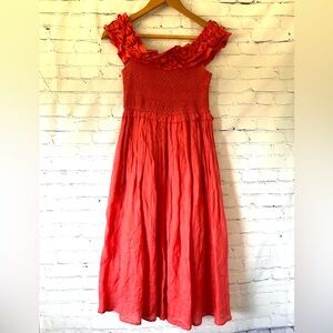 Sea 100% Organic Cotton Lined Knee Length Dress sz M Wedding Guest Quiet Luxury